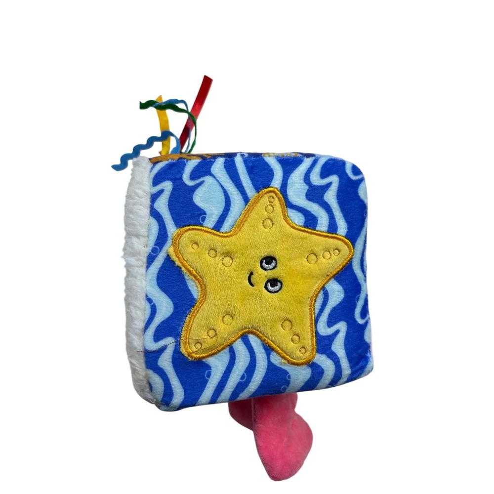 Ocean Theme Baby Soft Activity Cube Rattle Mirror Teether Sensory Toy Blue Whale